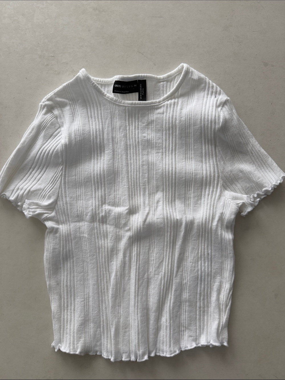 ASOS DESIGN White Ribbed Short Sleeve baby Tee